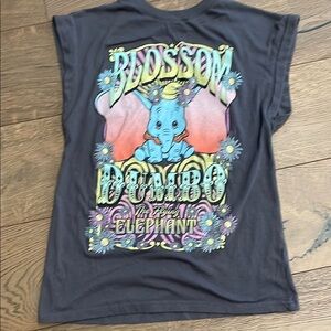 Disney Dumbo Women’s Medium Graphic Retro T-shirt Muscle Tee Gray